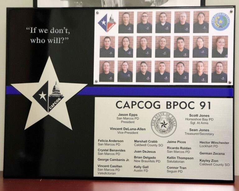 Basic Peace officer course No. 91 graduation plaque.
