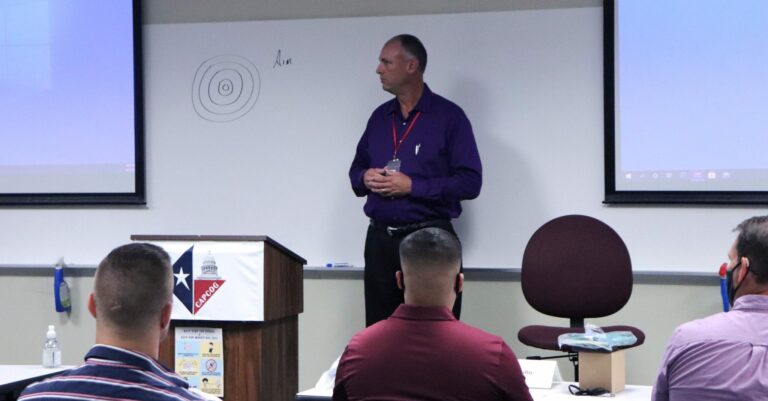 David Bertling telling cadets what to expect during family night for BPOC 95.