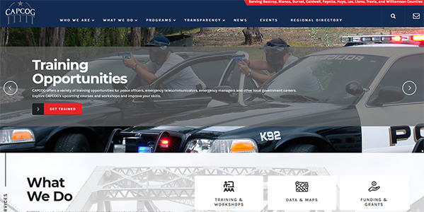A screen shot of the capcog.org homepage shows the navigation bar and promotional bar.