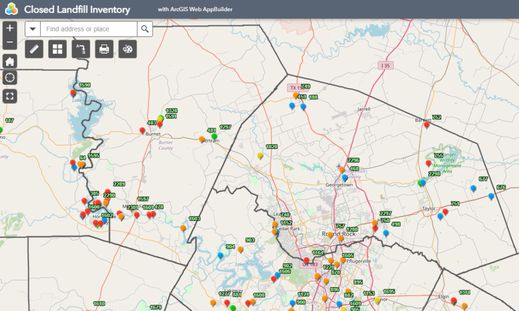 Closed landfill inventory mapped by GIS September 14, 2021