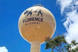 The water tower in Florence, Texas