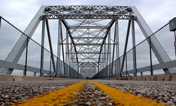 Looking down an old Llano County bridge